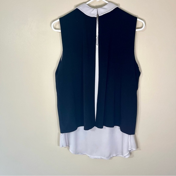 Cupio Women’s Preppy Black and White Collared Sleeveless Blouse Size L - Picture 6 of 6